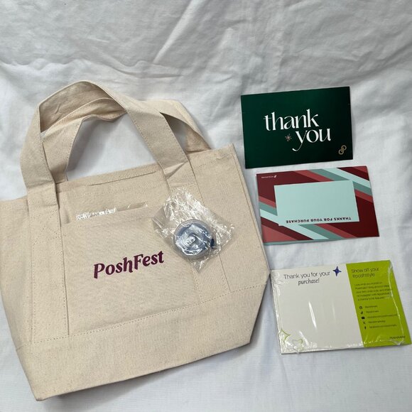Poshfest 2025 Canvas Tote Bag Bundle With Thank You Cards - Picture 2 of 5